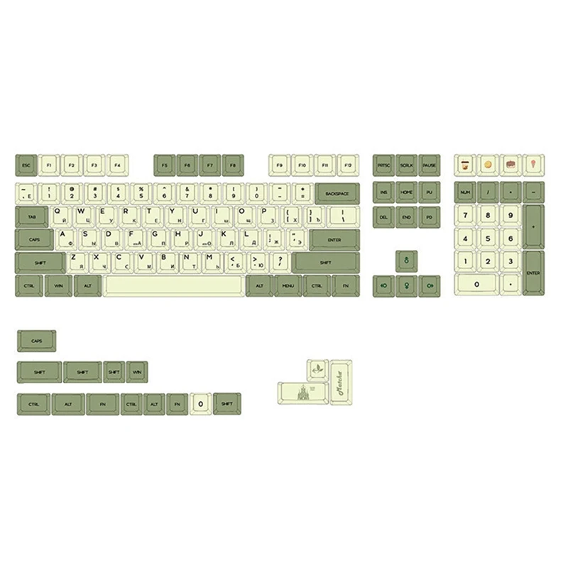 

Зеленые Ethermal цветные сублимационные шрифты PBT Keycap для проводной механической USB-клавиатуры 124 Keycaps