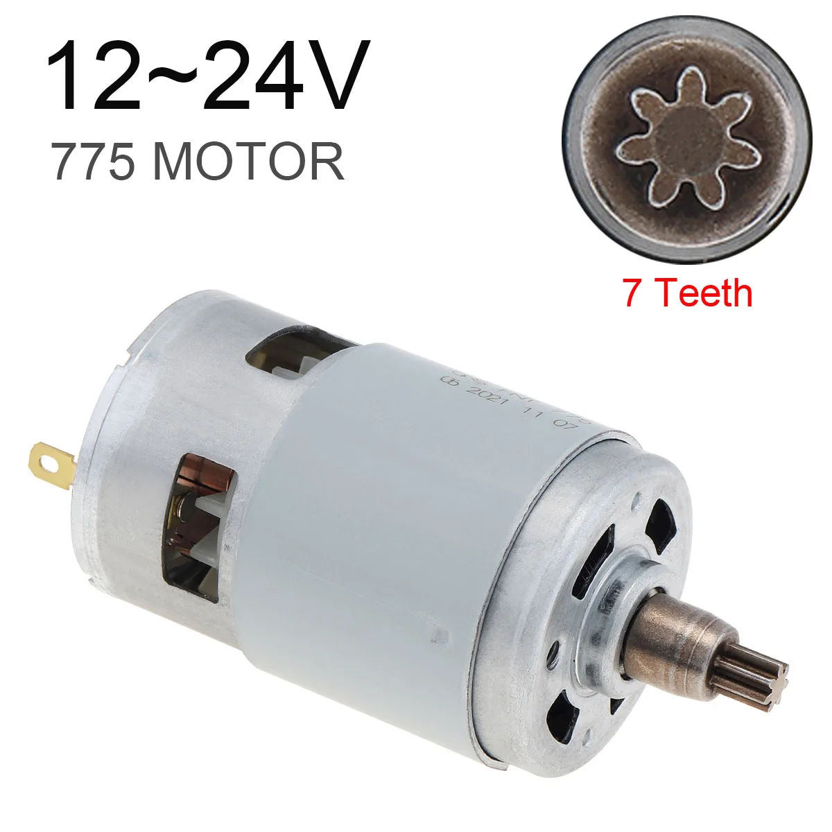 7 Teeth 775 DC Motor 12-24V Lithium Electric Wrench Motor for Lithium Electric Drill Impact Wrench Accessories