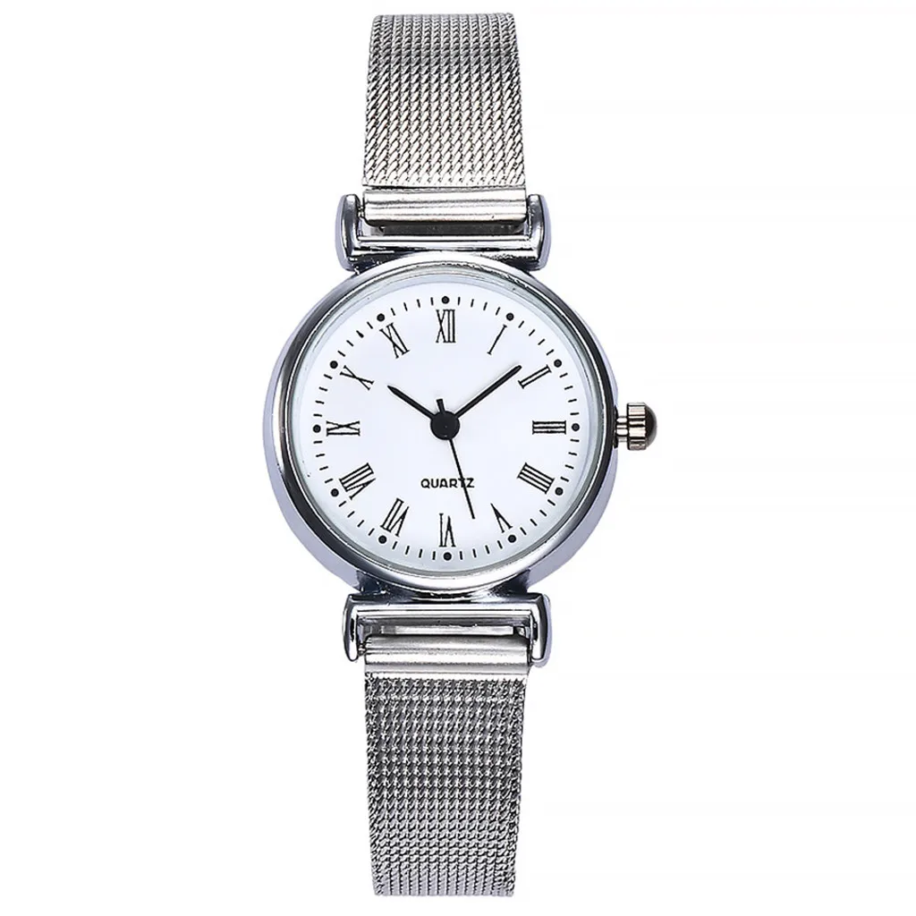 

Fashion Women Watches Silver Stainless Steel Band Casual Dress Quartz Clock Simples Small Dial Buckle Wristwatches Reloj Mujer