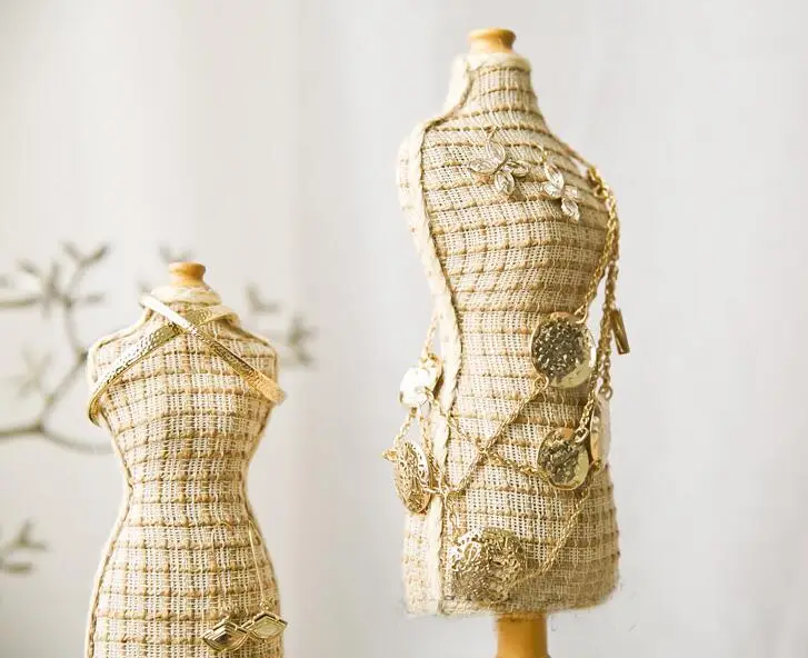 Два размера хлопок лен ткань белая модель Ювелирный стенд манекен корпус