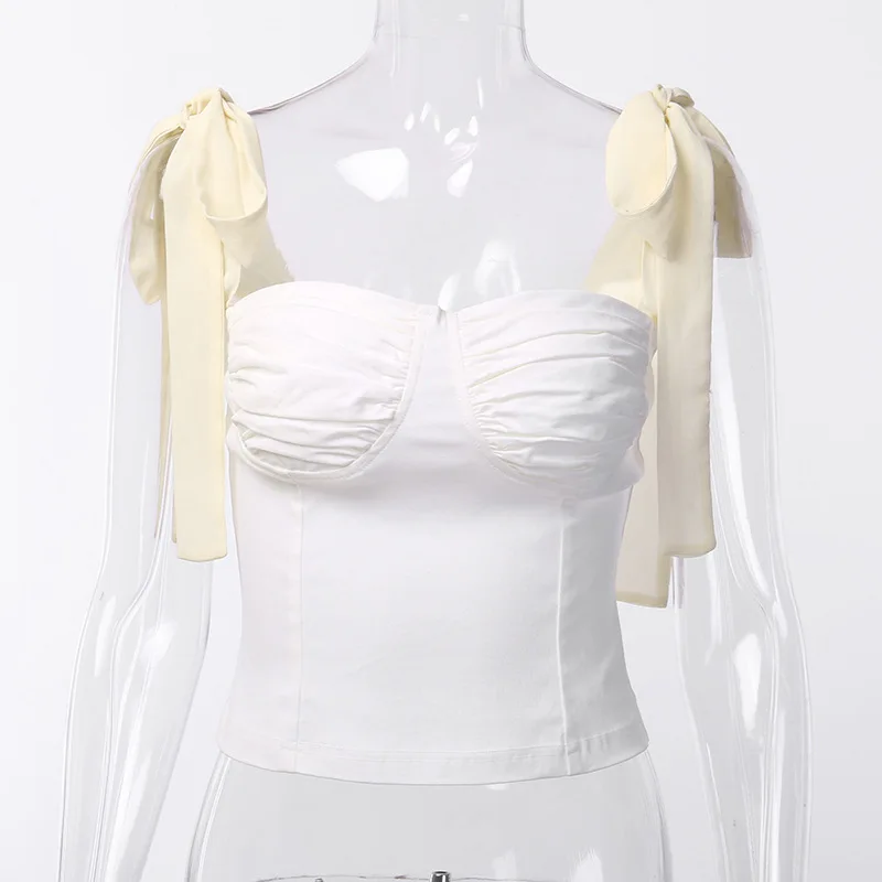 

The new bow-knot strap vest summer women's new solid color strapless bottoming shirt