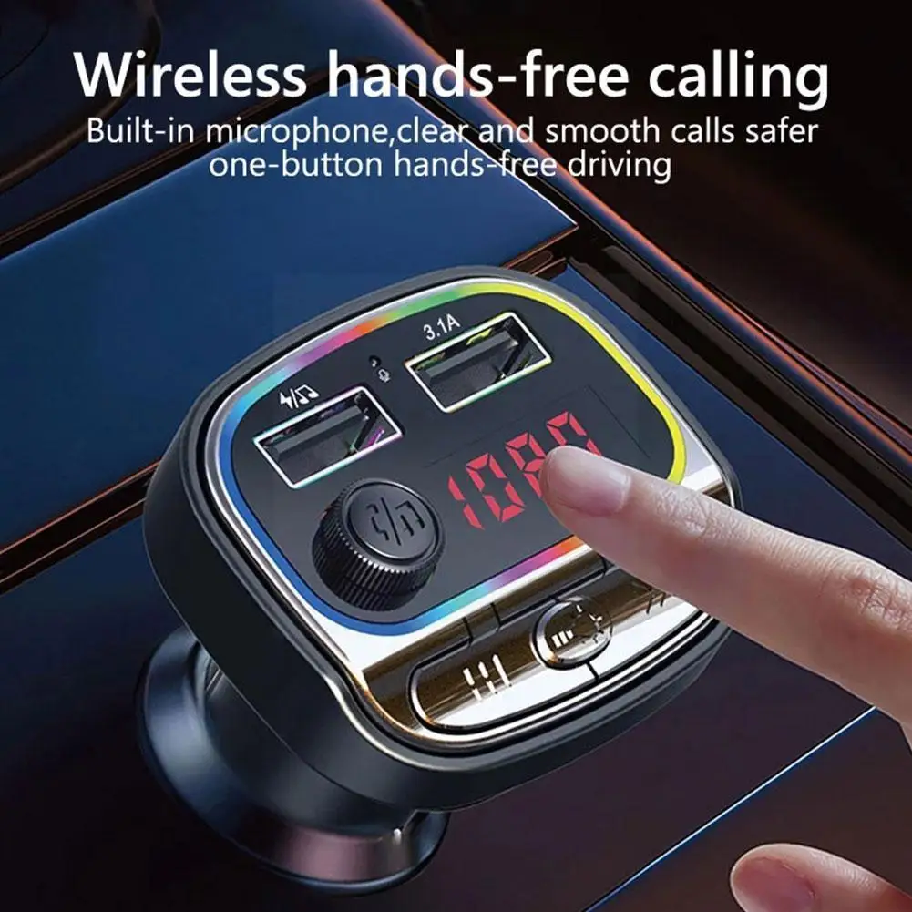 

Цветной Автомобильный Bluetooth-совместимый MP3-плеер FM-передатчик для автомобиля с 5.0 зарядным устройством, комплект светильник, внутренняя сис...