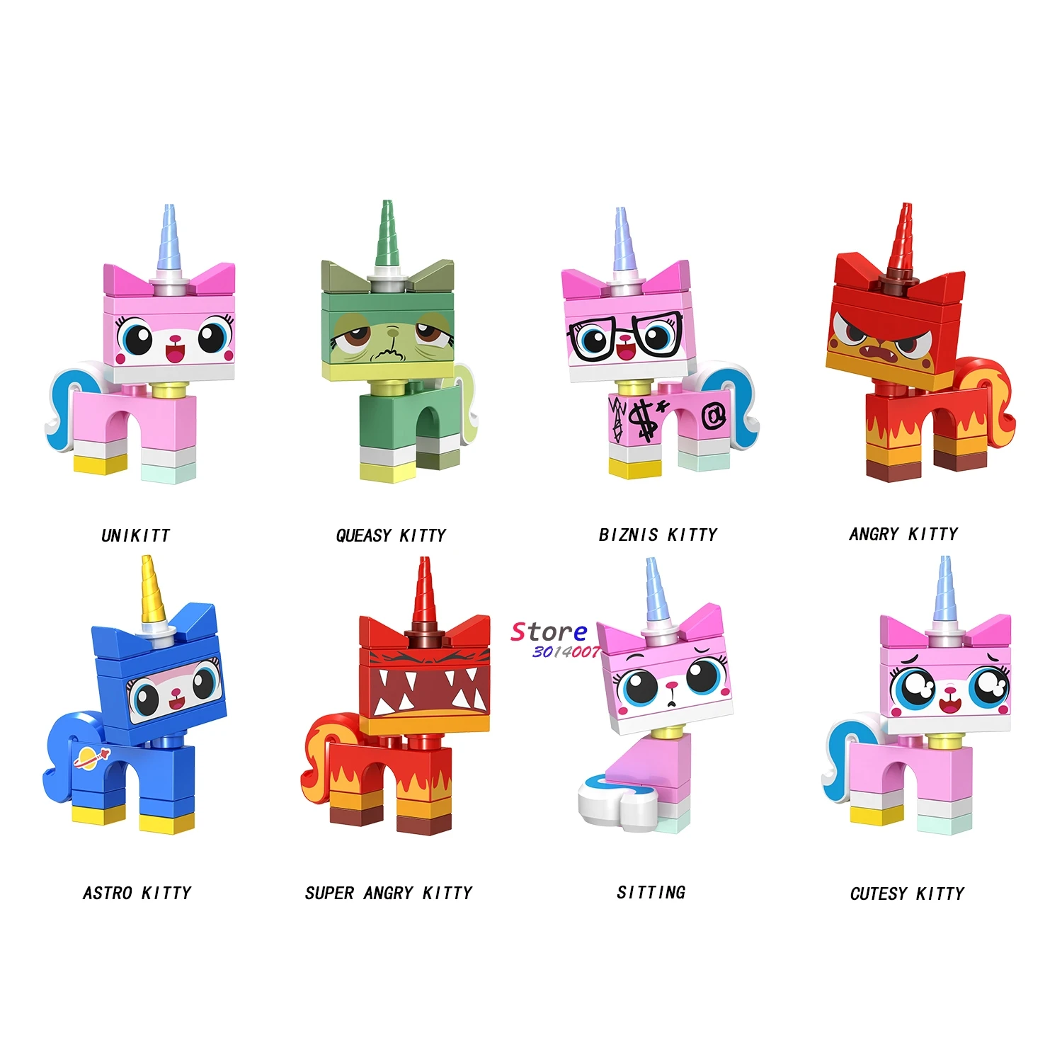 

Single Building Blocks Cartoon Movie Bricks Unikitty Super Angry Astro Queasy Biznis Unicorn Kitty toys for children