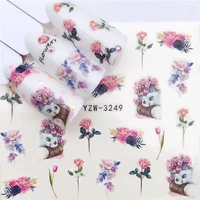1 pc panda black rose flower water transfer nail art sticker beauty red maple leaf decal nails art decorations