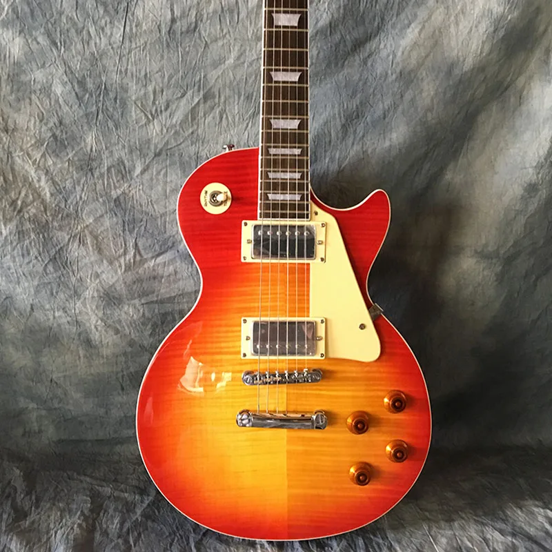 

. Высококачественная 6-струнная электрическая гитара, ксилофон с персиковым сердечником, с тигровыми полосками, бесплатная доставка.