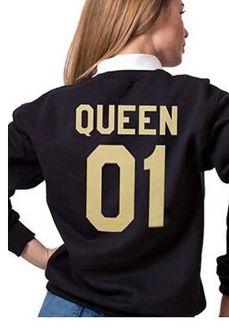 King Queen Gold Hoodies Sweatshirts EuropeTops 2022 Women Casual Kawaii Harajuku Kpop Sweat Punk For Girls Clothing Korean