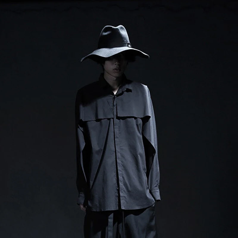 Мужская Повседневная рубашка с длинными рукавами летучая мышь уличная одежда в