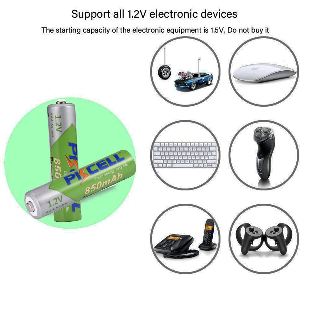 

16Pcs PKCELL nimh AAA 850mah 1.2V NIMH Rechargeable Batteries aaa Precharged battery over 1200 times cycles