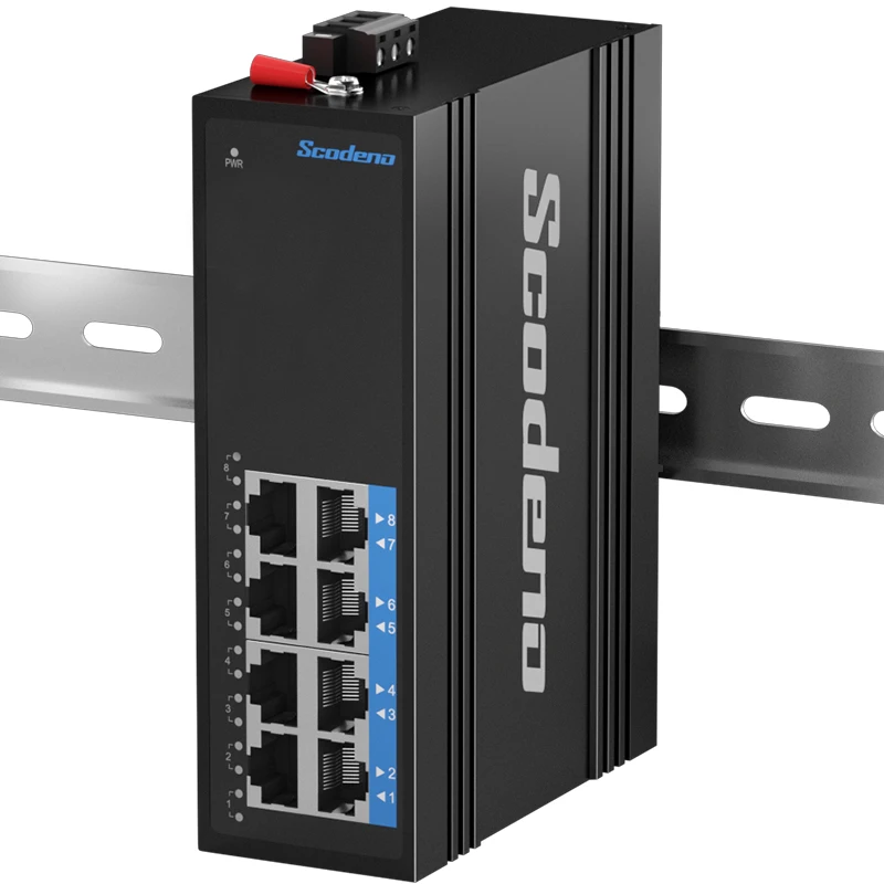 Industrial 8-Port 10/100/1000Mbps Ethernet Unmanaged DIN-Rail IP40 Standard IEEE802.3af/at PoE Switch