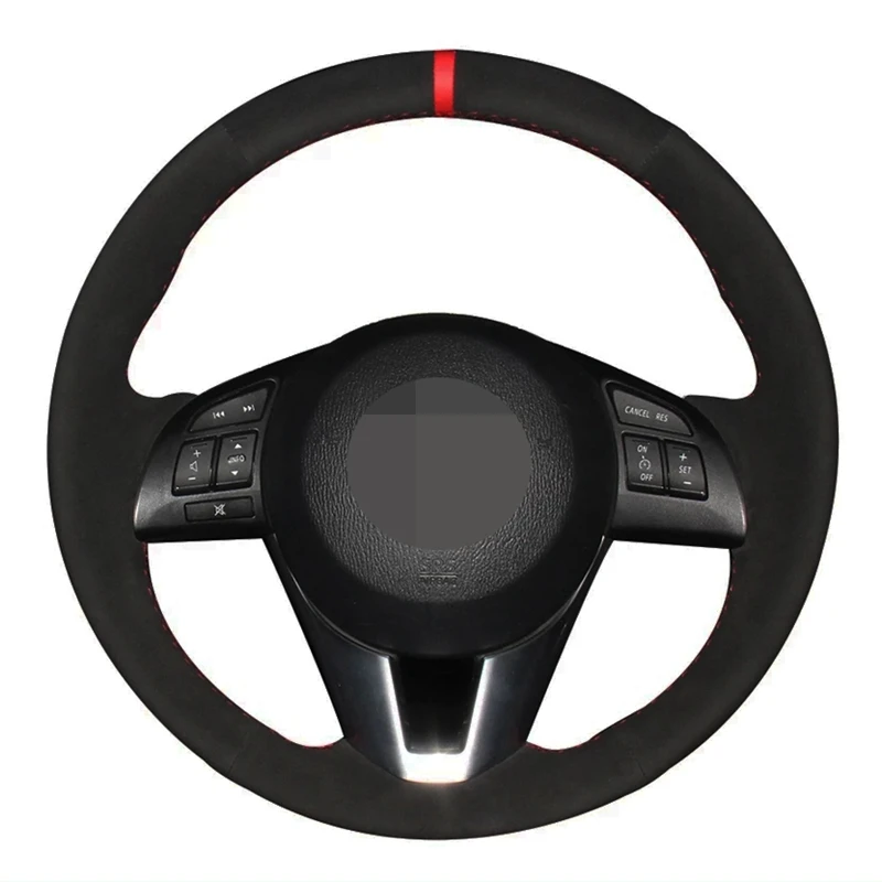 

Car Steering Wheel Cover Soft Black Genuine Leather Suede For Mazda 3 Axela Mazda 6 Atenza Mazda 2 CX-3 CX3 CX-5 CX5 Scion iA