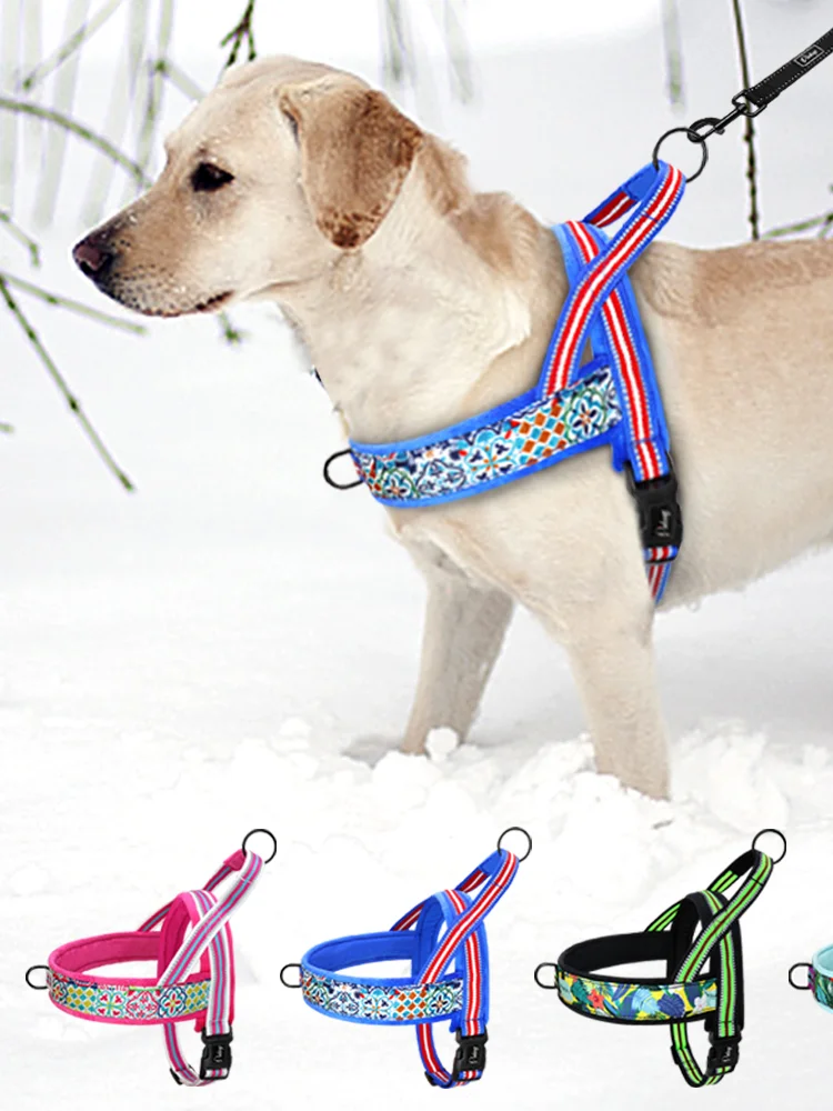 

Светоотражающая шлейка для собак 2021, Мягкий Нейлоновый жилет для домашних животных, летний яркий рисунок, Питбуль, маленький, для больших со...