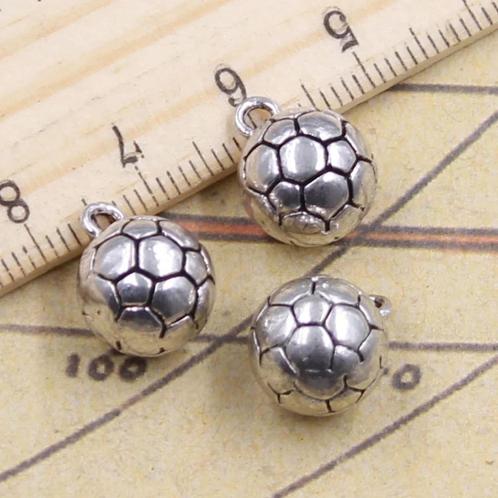 

8pcs Charms 3D Football 15x11x11mm Tibetan Pendants Crafts Making Findings Handmade Antique Jewelry DIY For Necklace