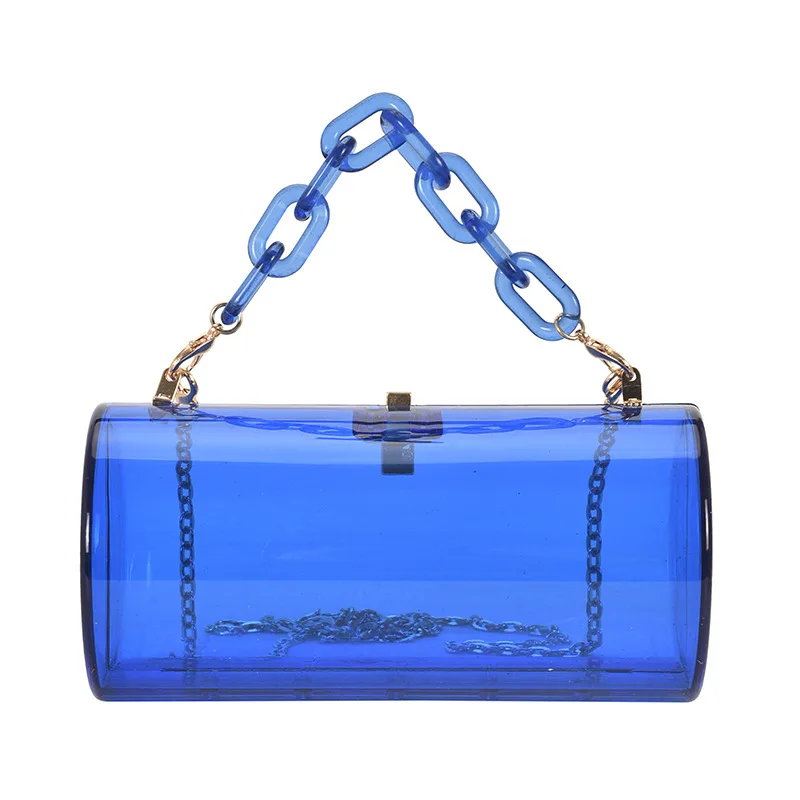 

Acrylic Cylindrical Ladies Handbag Fashion Color Chain Shoulder Bag Female Party Dinner Clutch Mini Crossbody Bag Women Purses