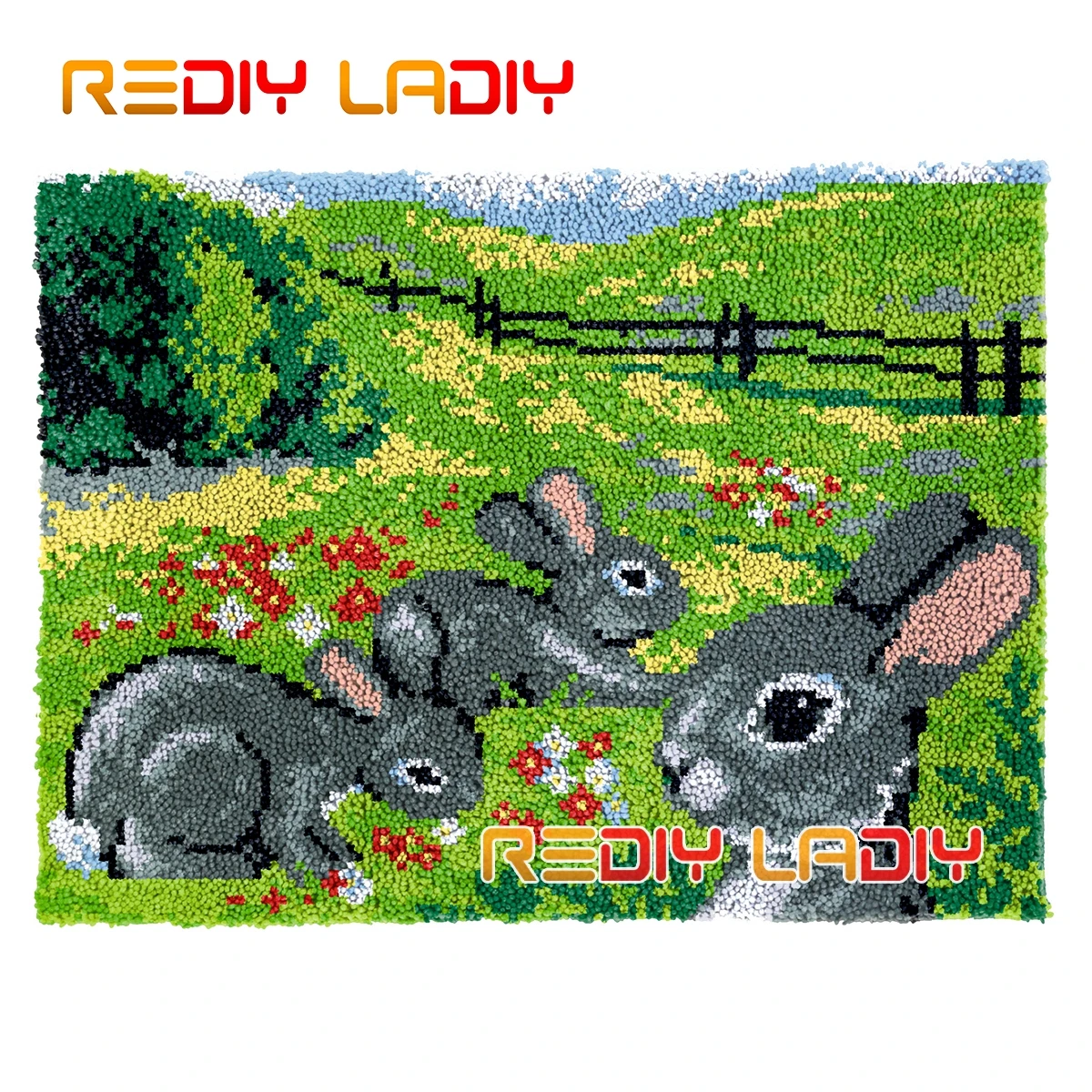 

Набор ковер с крючком-защелкой, ковер «сделай сам» с тремя кроликами, плюшевый настенный подвесной ковер из крупной пряжи, декоративная под...