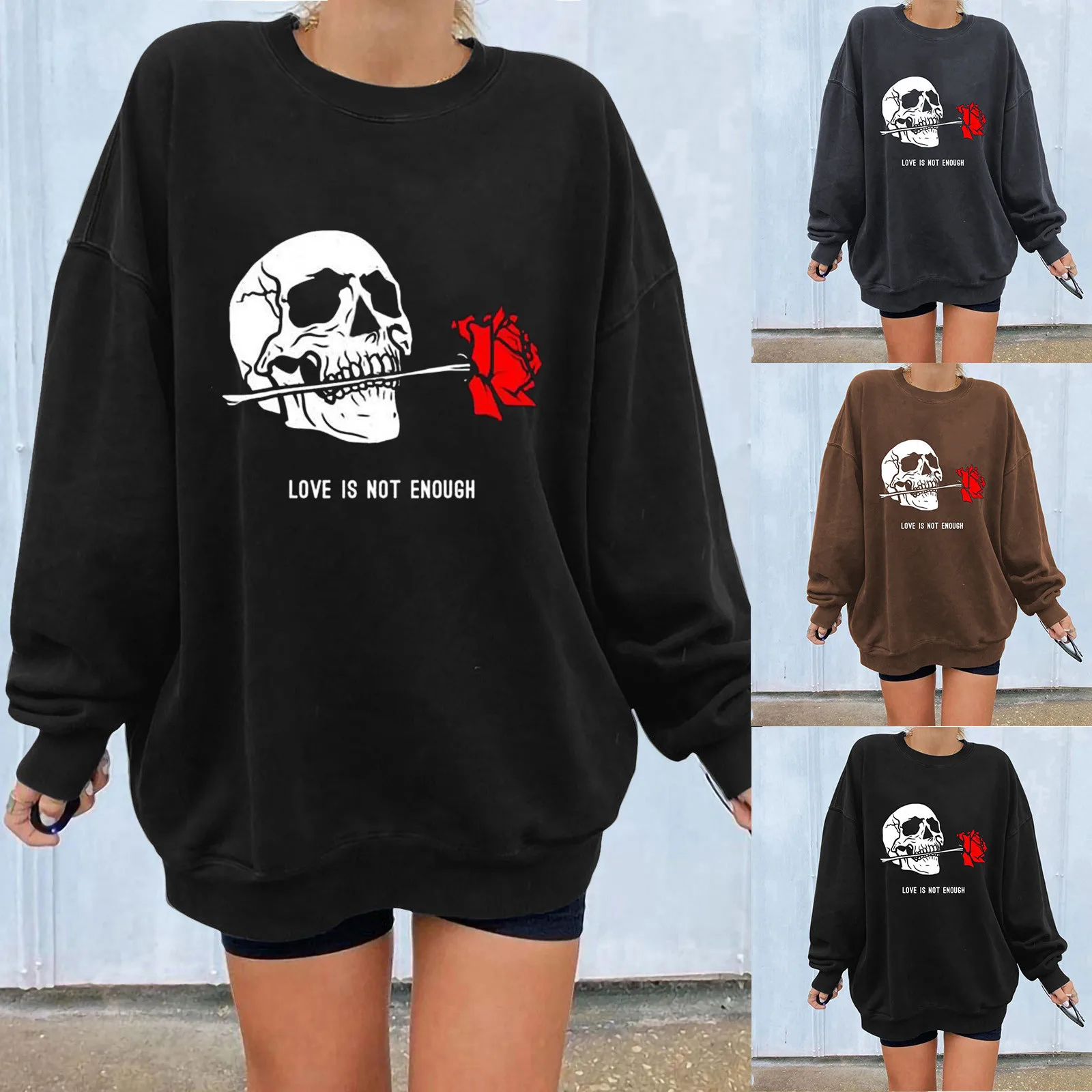 

Ladies Hoodies Oversized Hoodie Women Hooded Halloween Loose Casual Round Neck Printed Long-sleeved Printed Sweatshirts Jacket