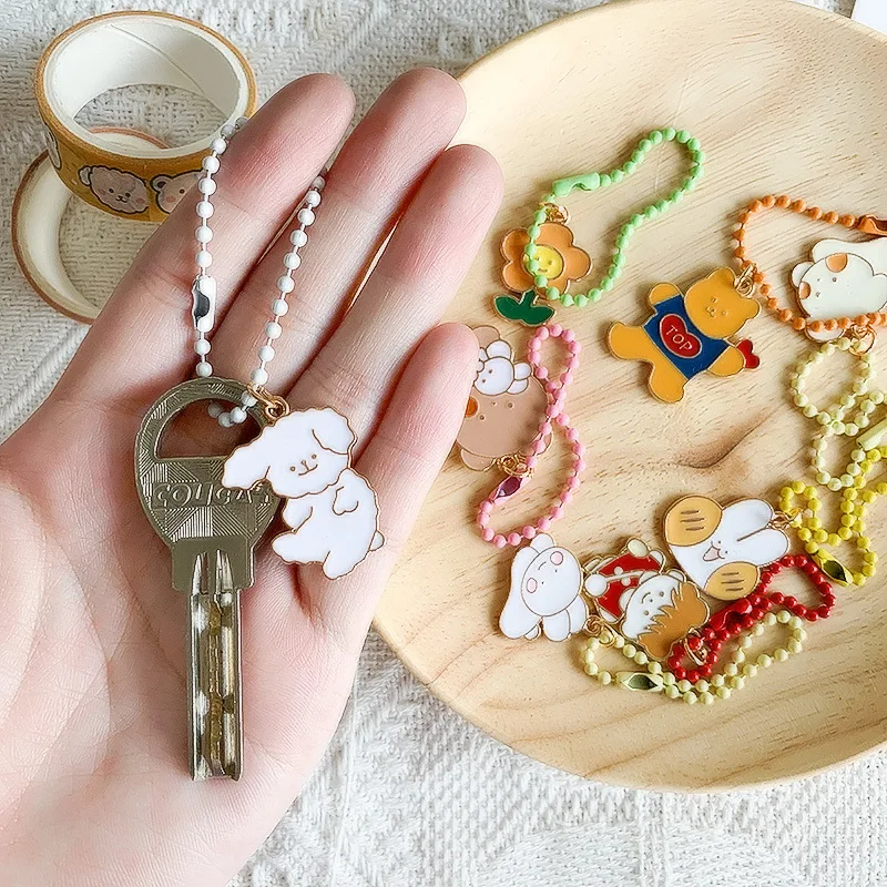 Модный металлический брелок в стиле аниме для ключей с милым медведем из