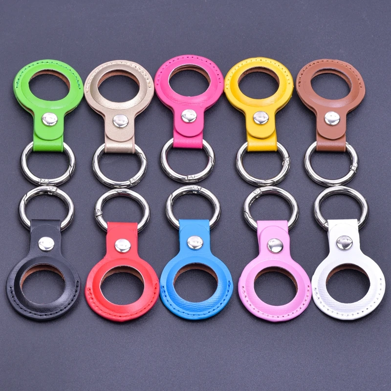 

1pcs Luxury Leather Case For Air Tag Holder Protective Shell Hangable Keychain Anti Lost Wallet Bag Airtag Loop Protect Sleeve