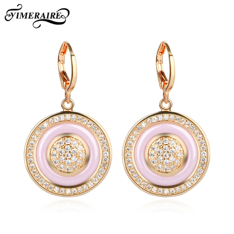 Женские серьги в стиле ретро из розового золота благородные керамические