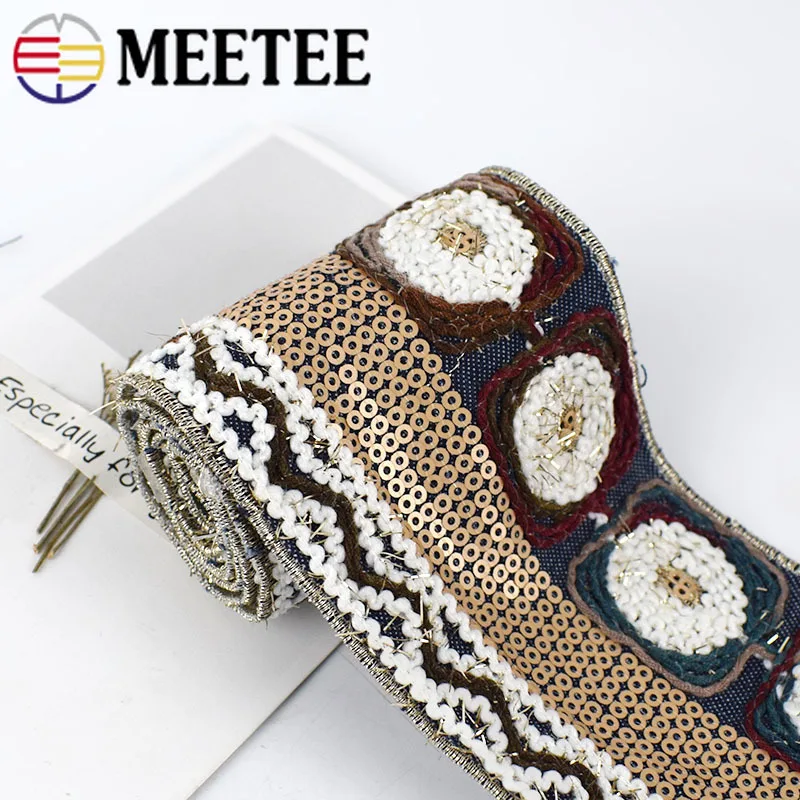 Meetee 2 метра 75 мм Вышивка Кружева Планки пайетки тесьма ленты для обуви платье