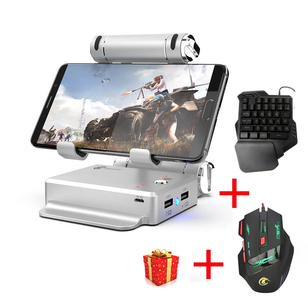 Серебристый GameSir X1 BattleDock конвертер Стенд док-станция для AoV, мобильные легенды, FPS игры с G30 Проводная игровая клавиатура и HXSJ мышь - Цвет: Серебристый