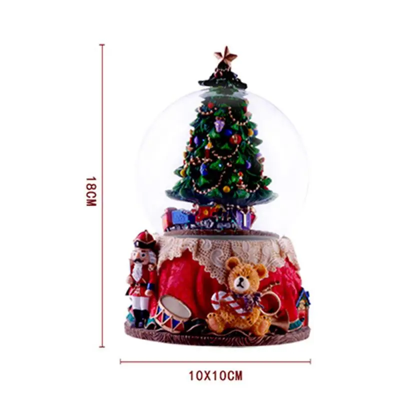 

Resin Music Box Crystal Ball Snow Globe Glass Lights Gift With Speaker Spinning Christmas Tree Crafts Desktop Decoration