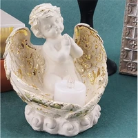 angel statue candle holder table ornament exquisite decorative cute resin angel statue candlestick home garden crafts decor