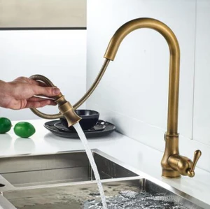 Vidric, античная бронза, смесители для кухни, выдвижной кран для горячей и холодной раковины, поворотный, 360 градусов, кран для воды, смеситель для воды, Pull Down, смесители