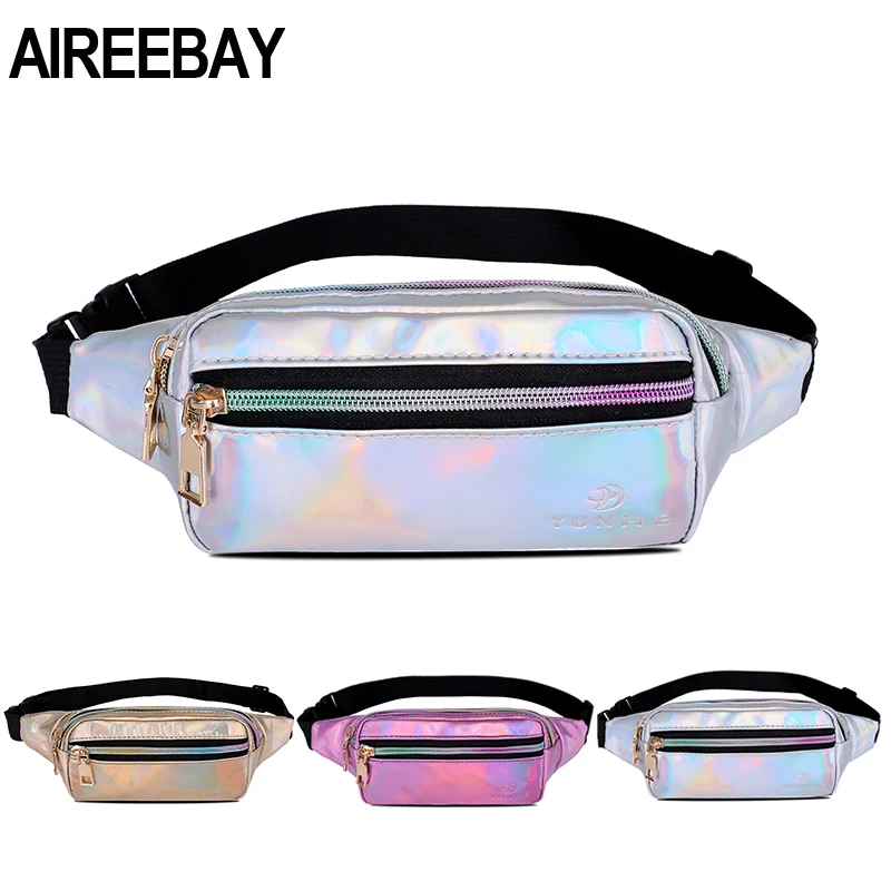 AIREEBAY модная Лазерная поясная сумка для женщин и девочек голограмма повседневные