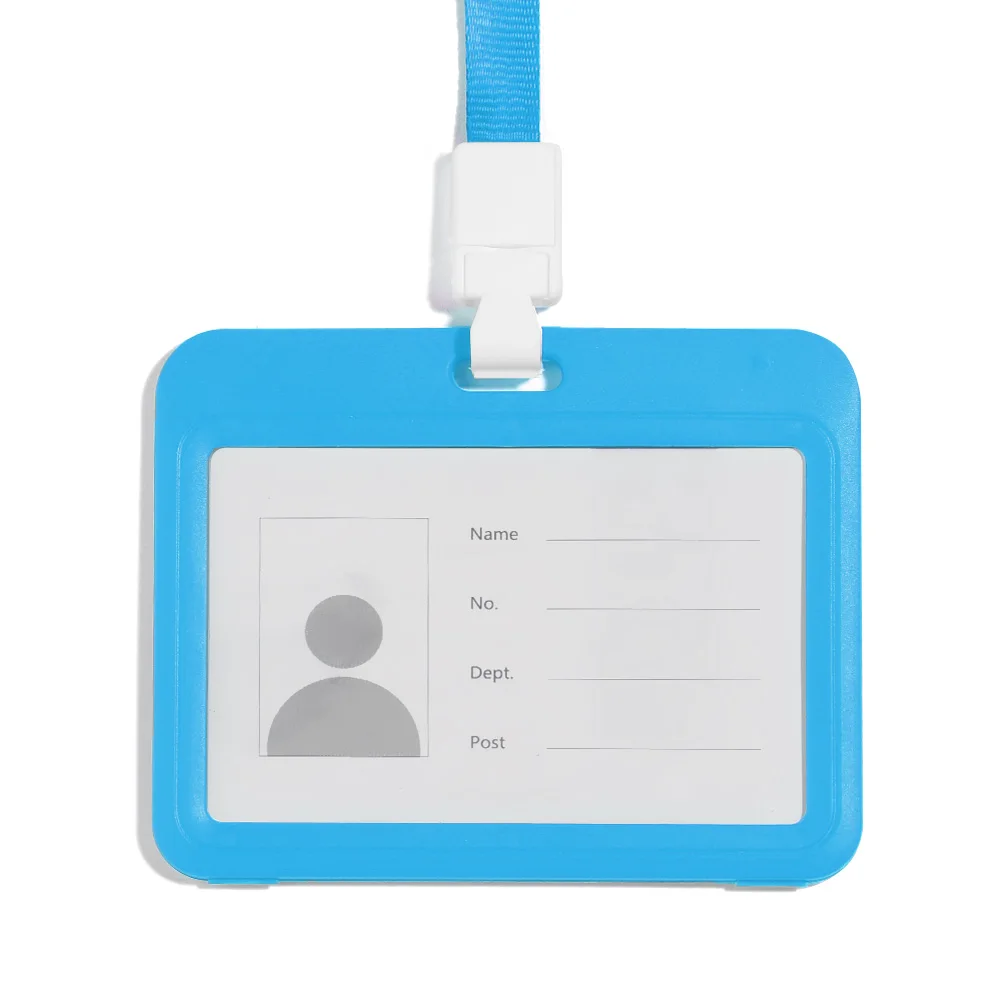 

ID Card Holder Protective Case with Lanyard Immunization Horizontal Style Transverse Clear PP Plastic Sleeve Badge Card Holder