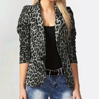 2021 leopard women blazer fashion ladies office suits spring autumn female lapel coat single button outwear