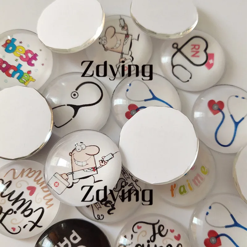 Zdying 10pcs/lot Merry Christmas Tree Deer Round Glass Cabochon & Photo Dome Beads Demo Flat Back Making Jewelry Findings | Украшения и