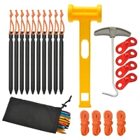 18cm tent pegs nails set hammer aluminum alloy with rope stake camping hiking equipment outdoor traveling camping accessories