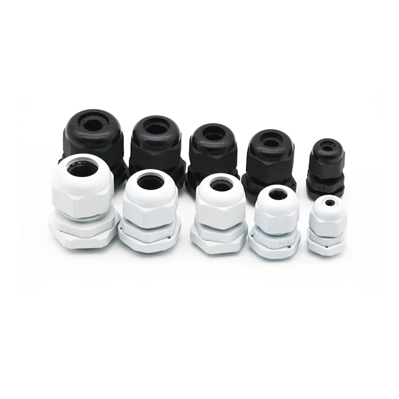 10Pcs Waterproof Cable Gland Nylon Joint IP68 PG7 For 3-6.5mm Plastic Black White PG13.5 Locking Connector PG19 PG11 - купить по