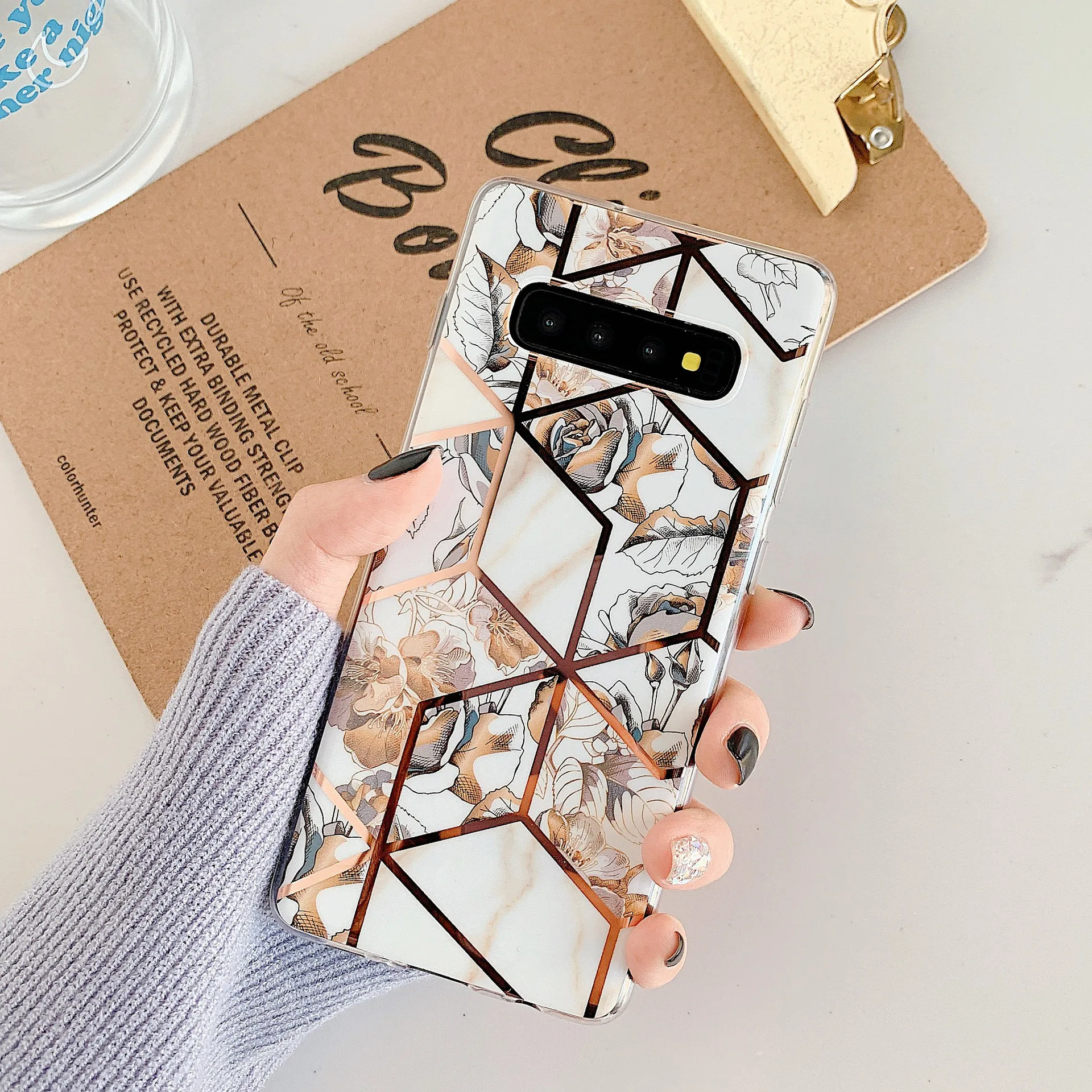 

Electroplated Flower Grass Marble Protective Case For Samsung Galaxy A10 A20 A30 A50 A30S A50S A31 A41 A51 A71 Protective Cover