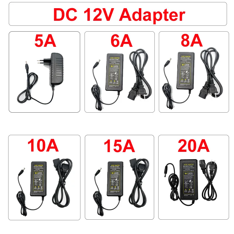 AC DC Питание адаптер переменного тока 110 В 220 до 12 5A 10A 20A переключение вилок