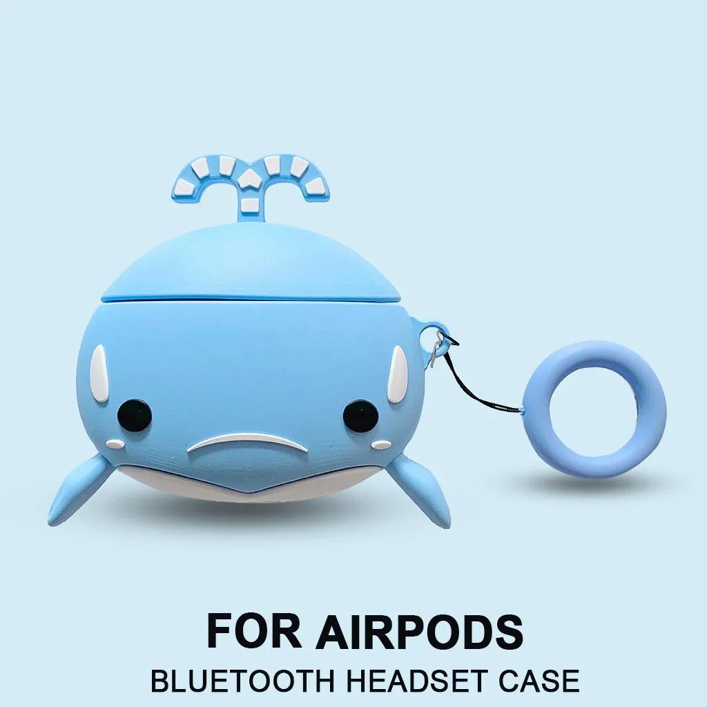 Милый синий кит для Airpods 1/2 силиконовый чехол Защитный зарядки Apple Air Pods
