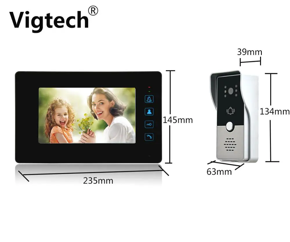 7 дюймов монитор видео Звонок домой переговорное устройство проводного