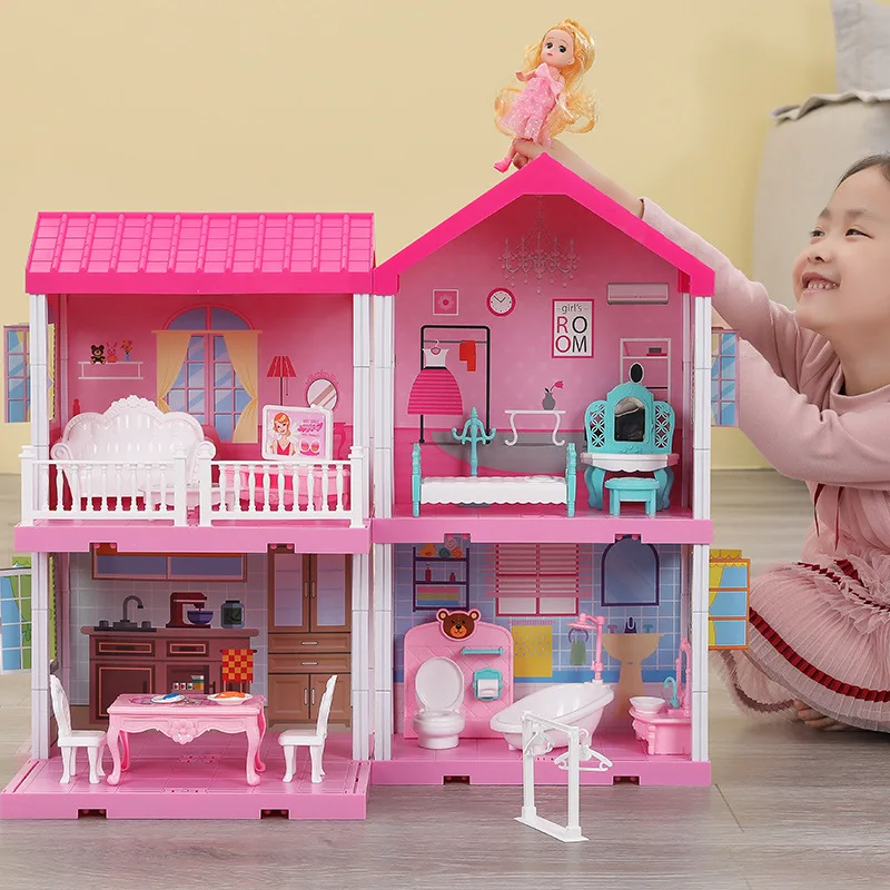 NEW Doll House Set With Miniature Furniture Kids Educational Toys for Girls DIY Pretend Play Birthday Gifts Handmade Villa | Игрушки и