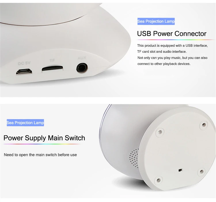 Elecstars USB лампа Ночной светильник светодиодный ночной Светильник океанская волна проектор ДИСТАНЦИОННОГО Управление океанская волна, украшенное мозаикой из драгоценных камней, 12 светодиодный 7 цветов Изменение