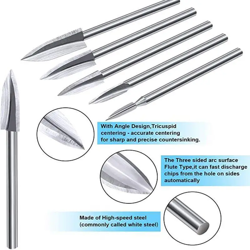 5pcs/set Wood Carving Bits Bit Set Steel Root Grinder Burrs Precise Products Handmade Craft | Инструменты