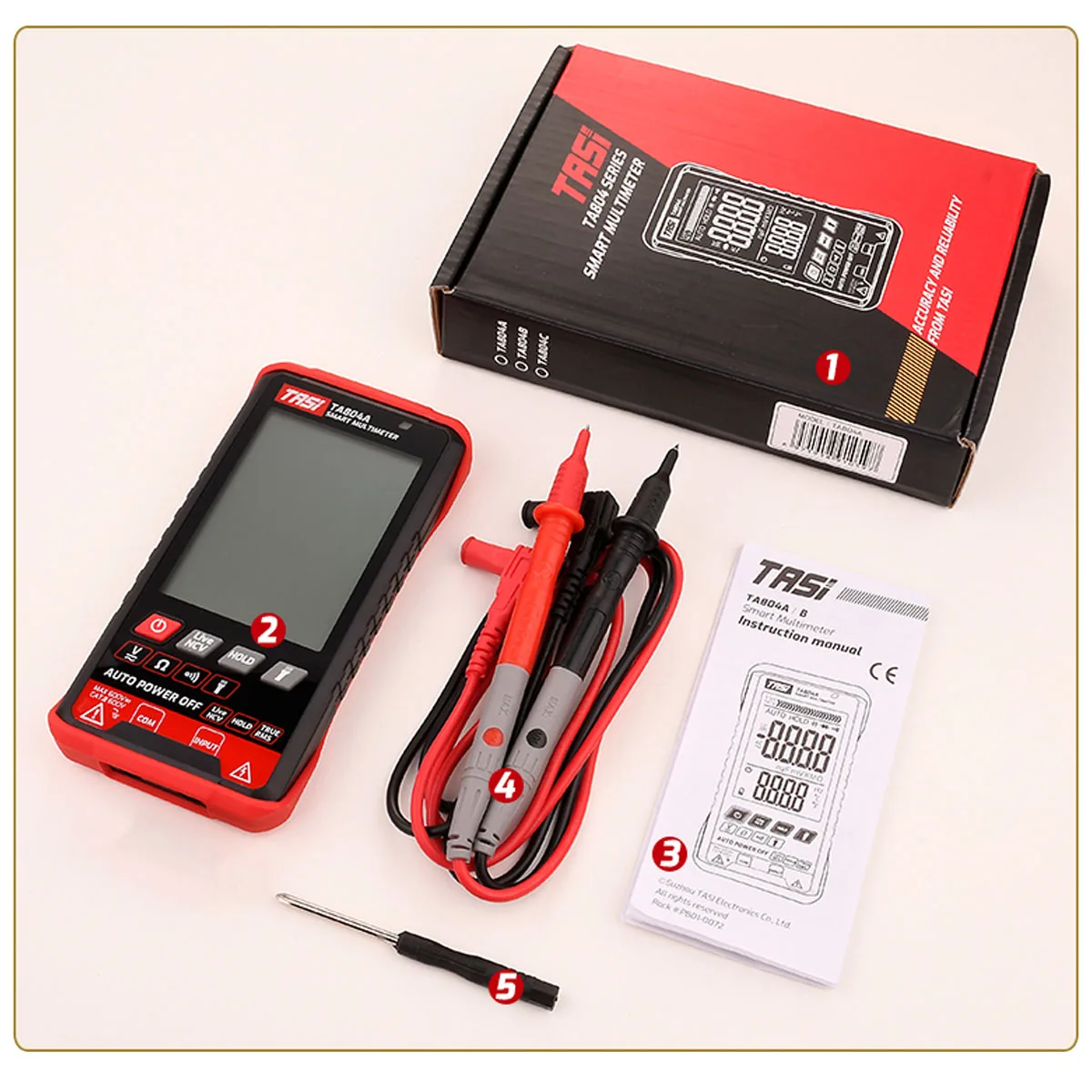 

TASI TA804AB DIGITAL MULTIMETER Professional Auto Tester Multimeter HD Color Screen Ultrathin Intelligent OHM NCV Voltage Meter