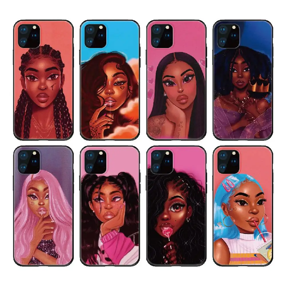 

Melanin Poppin Black Girls Make Money Phone Cover For iPhone 11 12 13 Pro Max X XS XR Max 7 8 7Plus 8Plus SE Soft Silicone Case