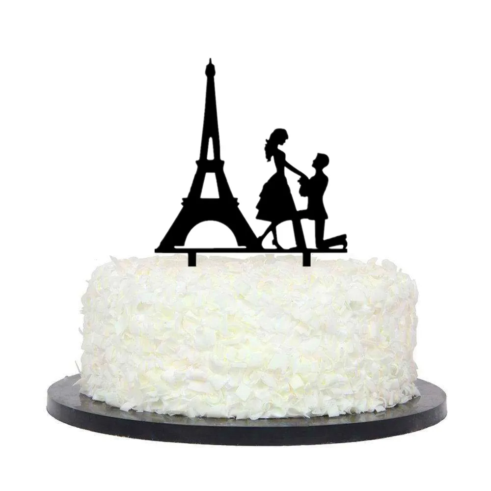 Cake Topper 60 Украшения на свадебный торт, фигурки из черного цвета в виде жениха и невесты Mr Mrs с кошечкой для маленьких собак торт топпера, свадебные Обручение вечерние украшения торта вечерние свадебные сувениры - Цвет: Cake Topper 60