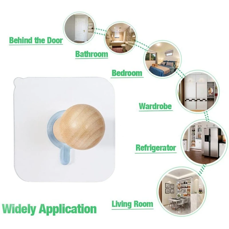 

Punched Adhesive Hook Northern European-Style Solid Wood Hook Seamless Adhesive Nail Installation Wood Clothes