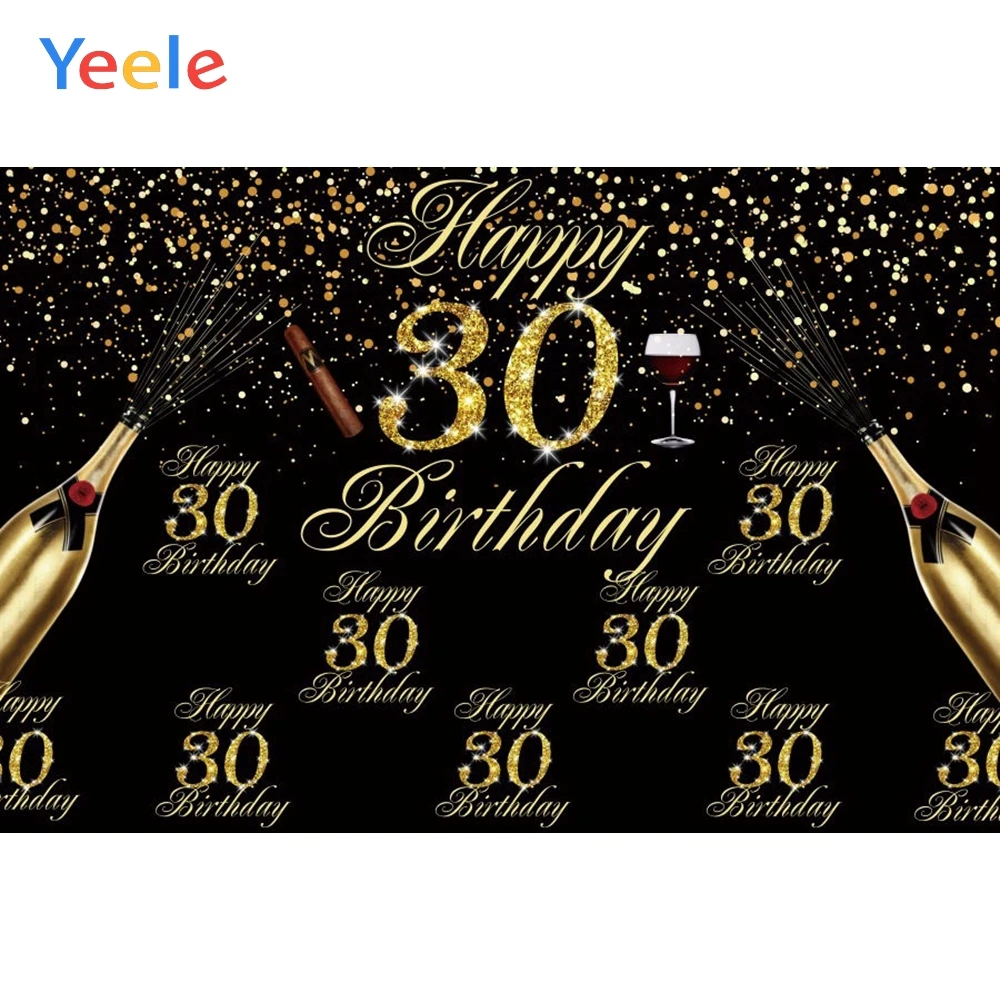 Yeele Happy 30th 40 50 60 70 80 90 день рождения фон Золотой горошек вино пользовательские виниловые фотографии фон баннер Фотофон