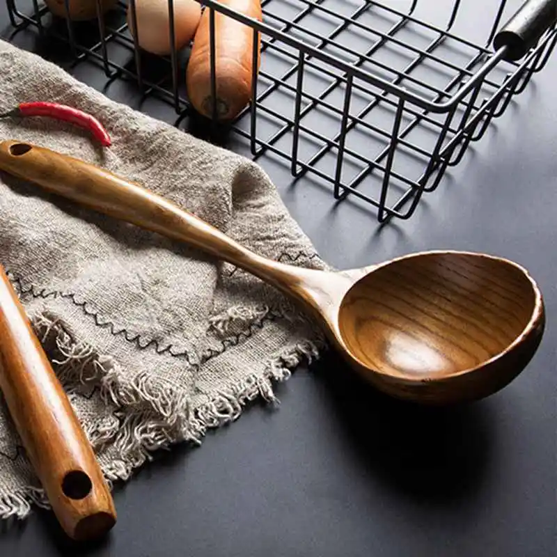 Новинка 2021 г. большие столовые приборы из натурального дерева для приготовления