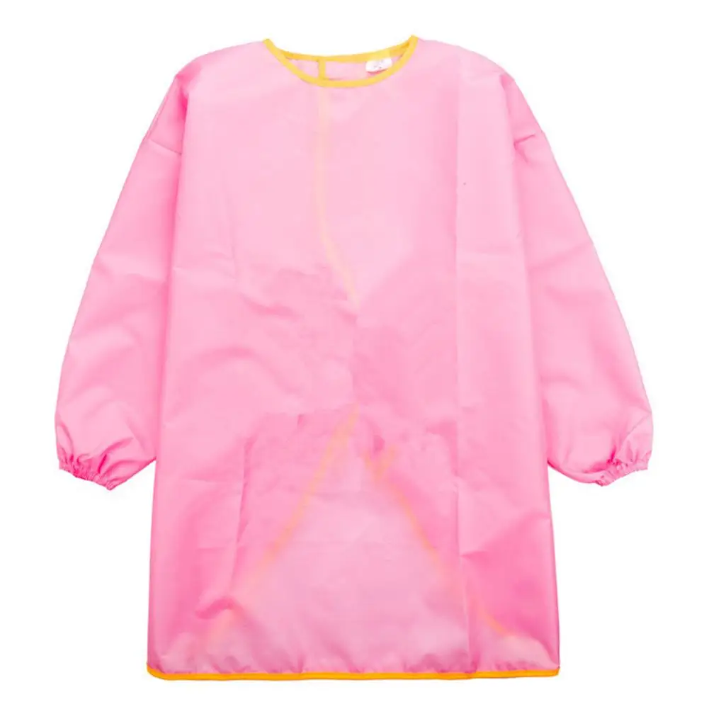 Delantal de manga larga impermeable para ni&ntilde;os, bata de alimentaci&oacute;n, babero, Color s&oacute;lido-2