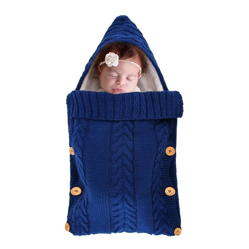 

New Plush Sleeping Bag Baby Stroller Warm Button Sleeping Bag Baby Knitting Wool Sleeping Bag