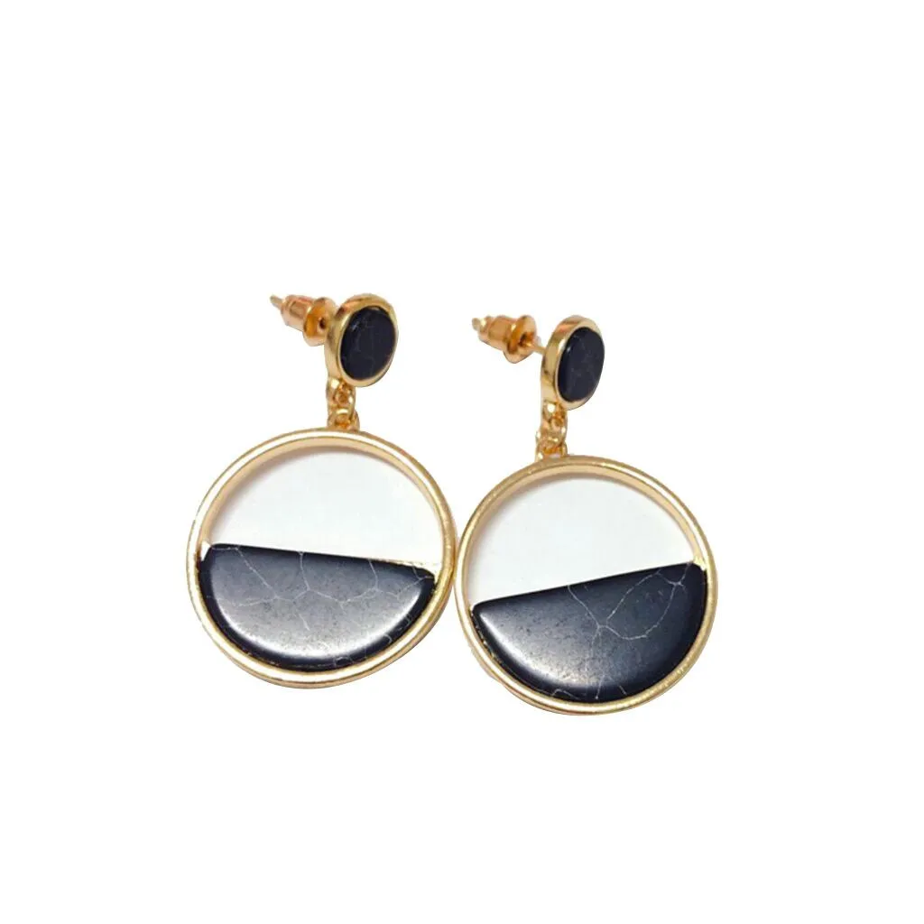 Роскошные серьги для женщин винтажные мраморные классические круглые дикой