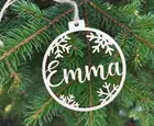 Индивидуальное название, рождественские украшения, индивидуальный набор шариков, деревянный персонализированный подвесной подарок, лазерная резка снежинок, Рождественская елка